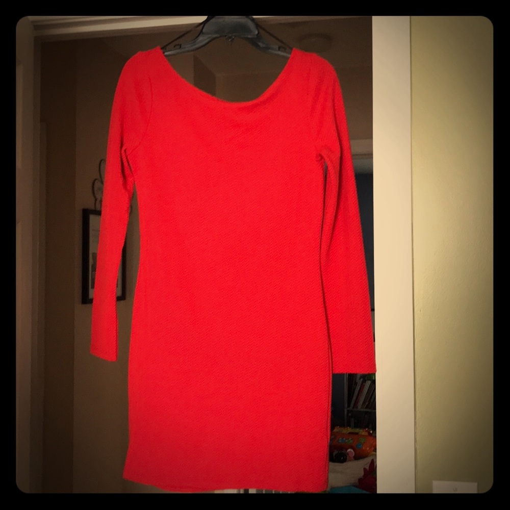 Red Divided woven bodycon dress like new